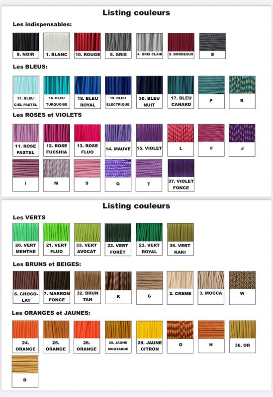 Listing couleurs