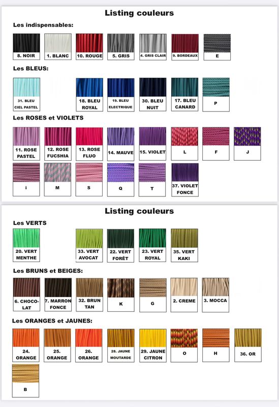 Listing couleurs
