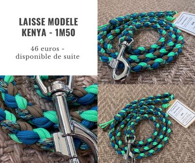 Laisse Kenya bleu - 1m50