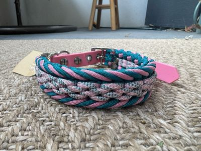 Collier Monamona - bleu canard rose pastel