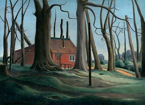 The Red Hut. Harold Steggles. Size:  320mm x 450mm