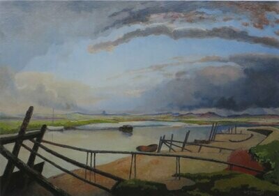 Morston Marsh towards Blakeney. Walter Steggles. Size: 400mm x 545mm