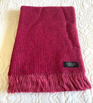 Blanket, Alpaca Throw Blended Wool And Acrylic Red
