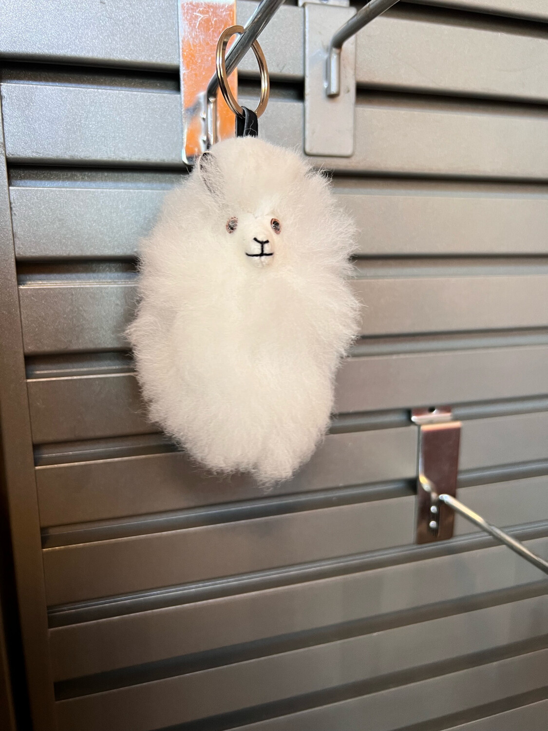 Fluffy Alpaca Head Keychain