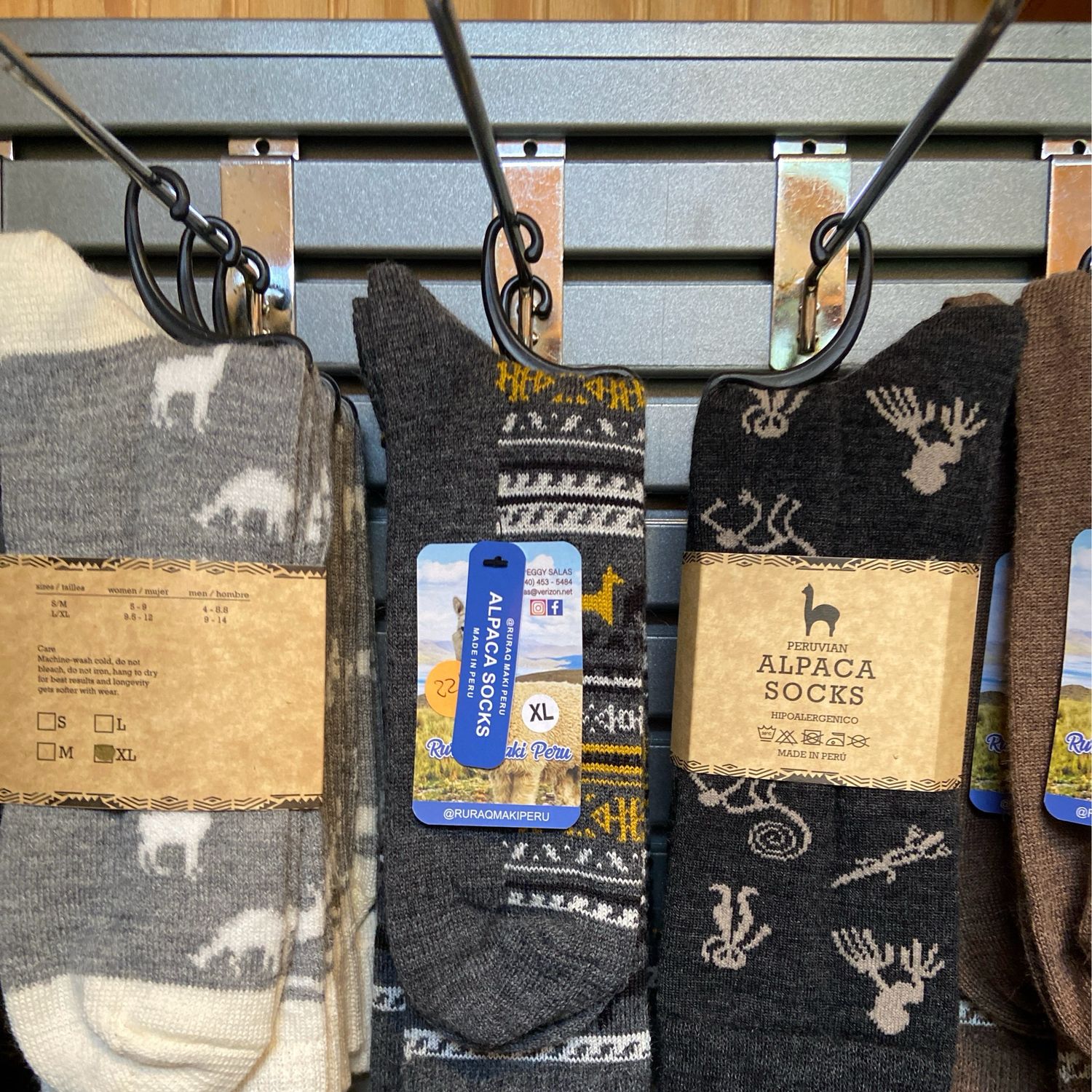 Gray/White/Yellow Alpaca Patterned Socks