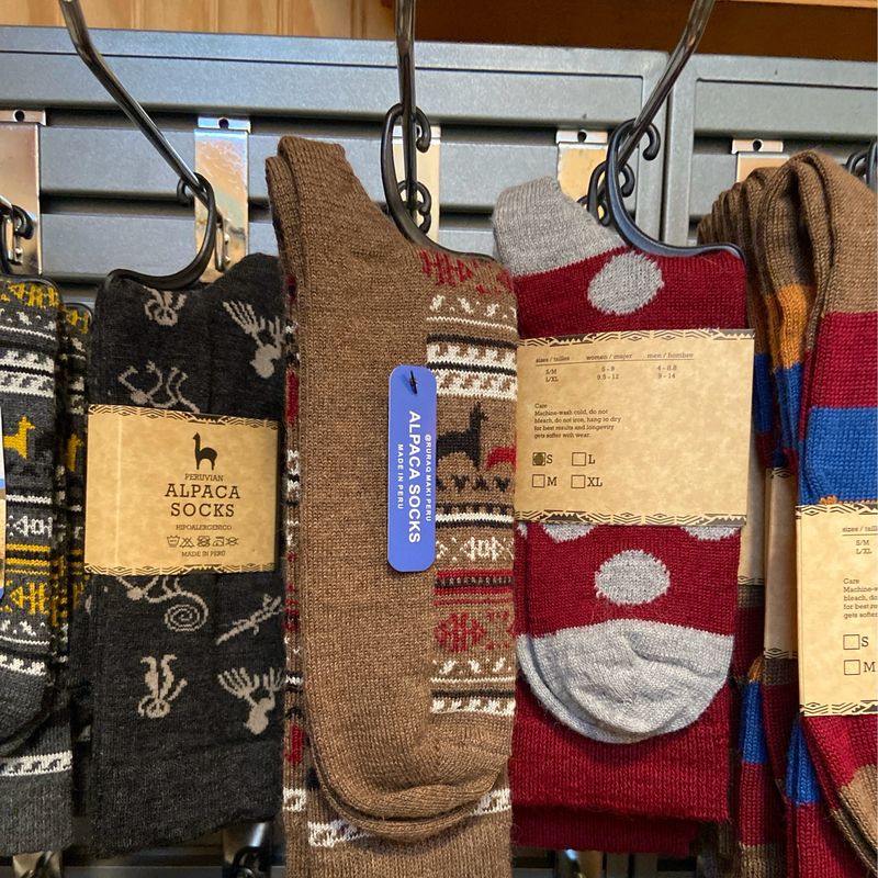 Socks, Brown/black/white/red Alpaca Patterned
