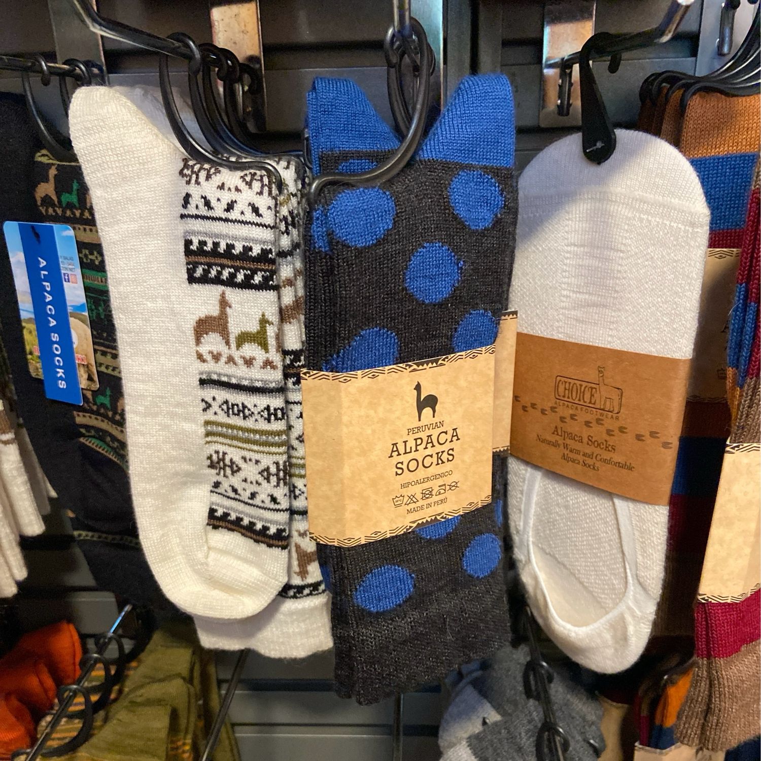 Socks, Blue/Black Polka Dotted Alpaca