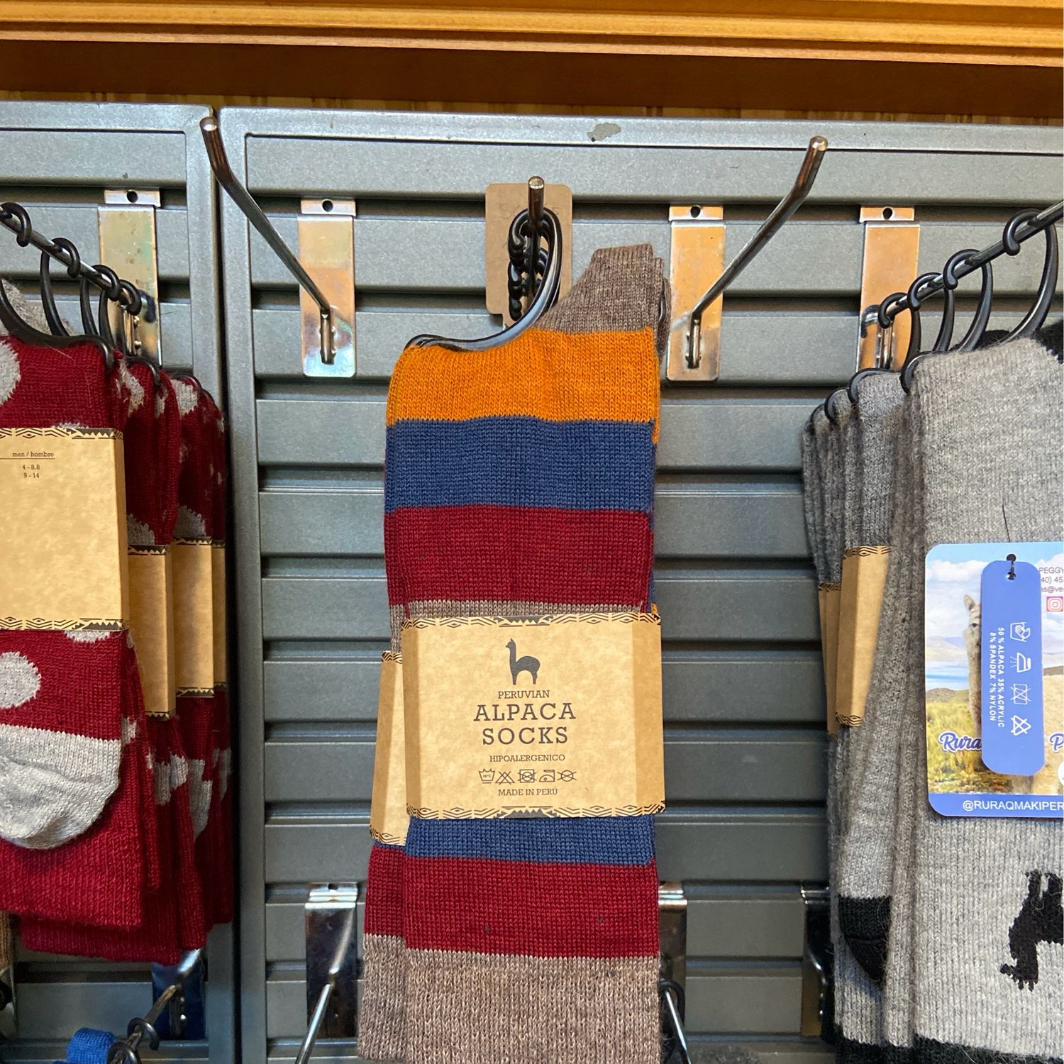 Brown/Orange/Blue/Red Striped Alpaca Socks