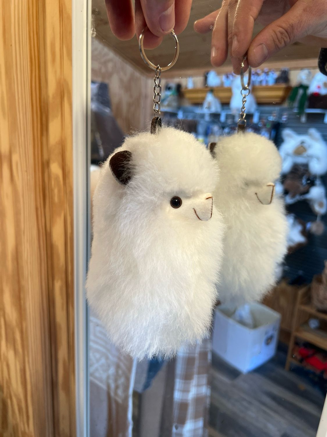 Alpaca Head Keychain White