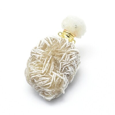 Natural Desert Rose Stone Perfume Bottle Pendant Natural Desert Rose Stone Perfume Bottle Pendant