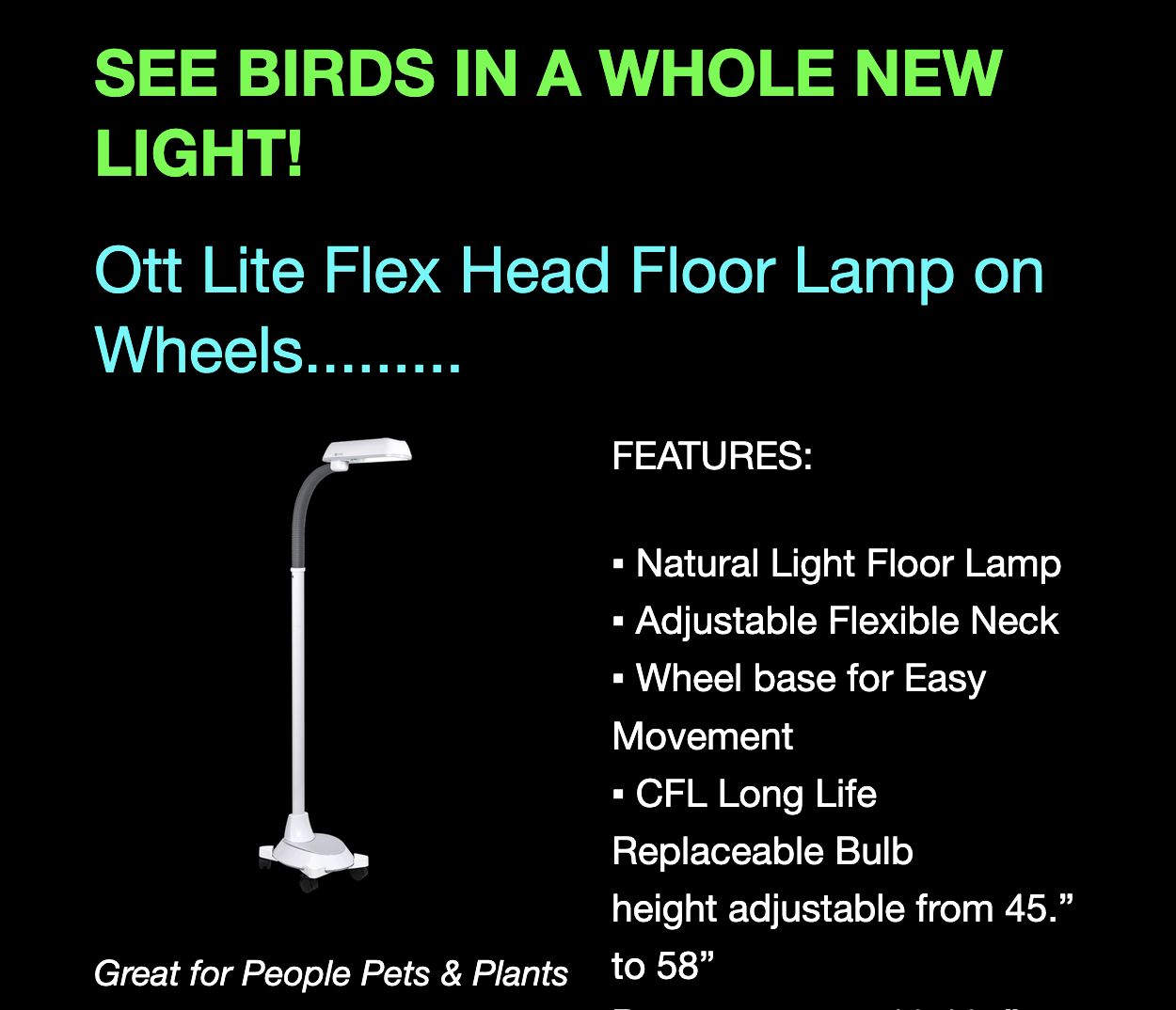 OTT LITE Rolling Floor Lamp