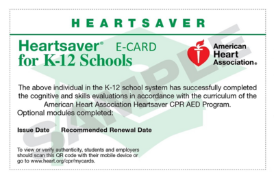 Group HeartSaver First Aid CPR AED for Schools (K-12)  5-9 people