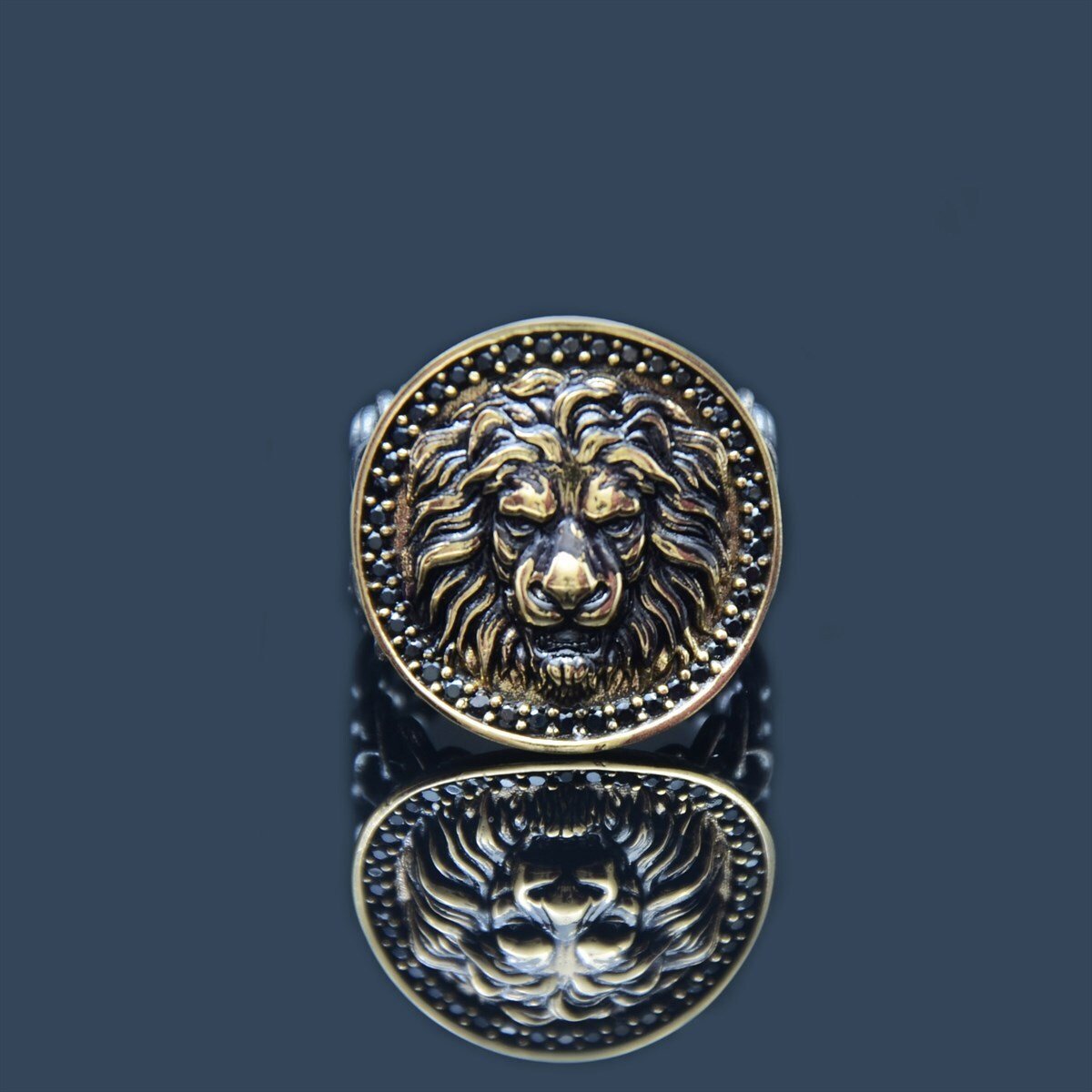 Supreme Lion Gold Plated & Oxidized Ring