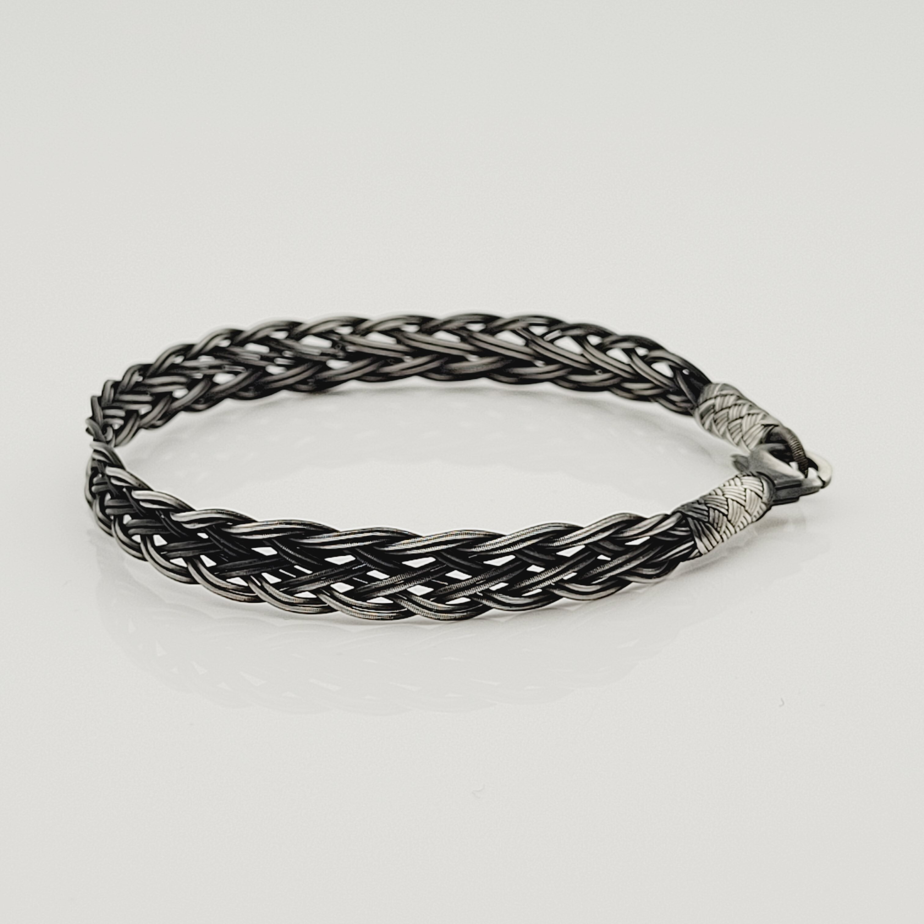 Unisex Geflochtenes Armband 925er Silber Jenseits Schwarz