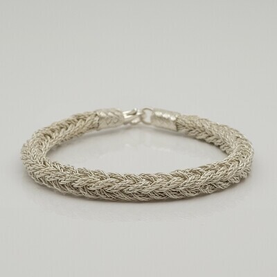 Unisex Braided Bracelet 925 Silver Fox Square White