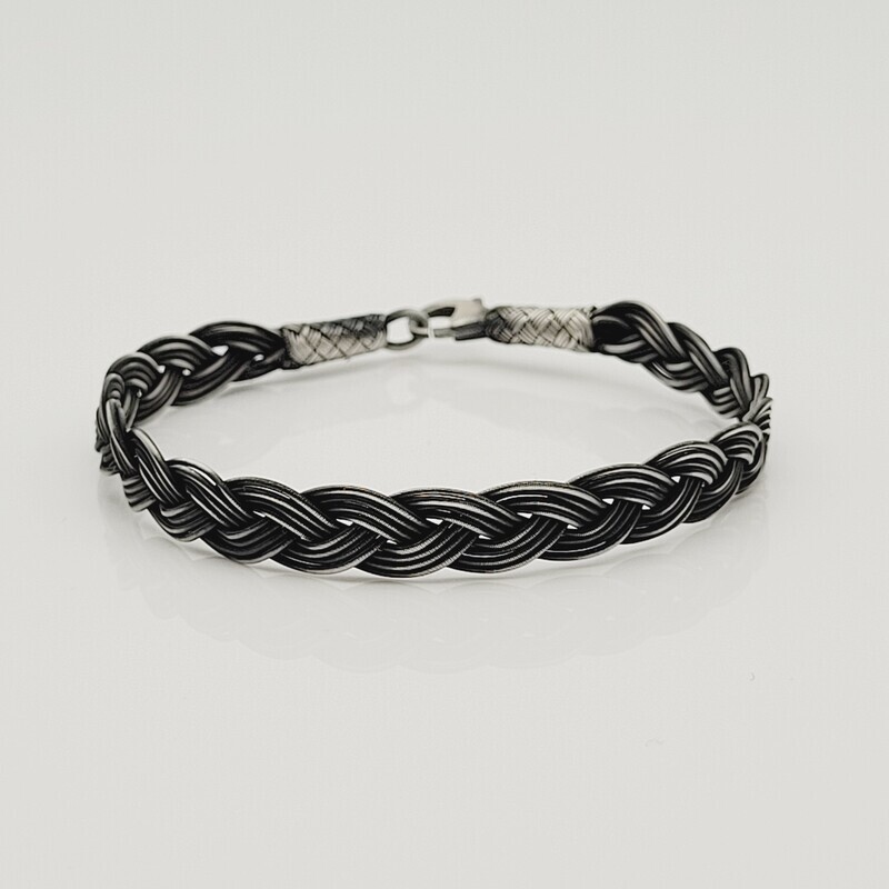 Unisex Braided Bracelet 925 Silver Fox This Side Black Unisex Braided Bracelet 925 Silver Fox This Side Black
