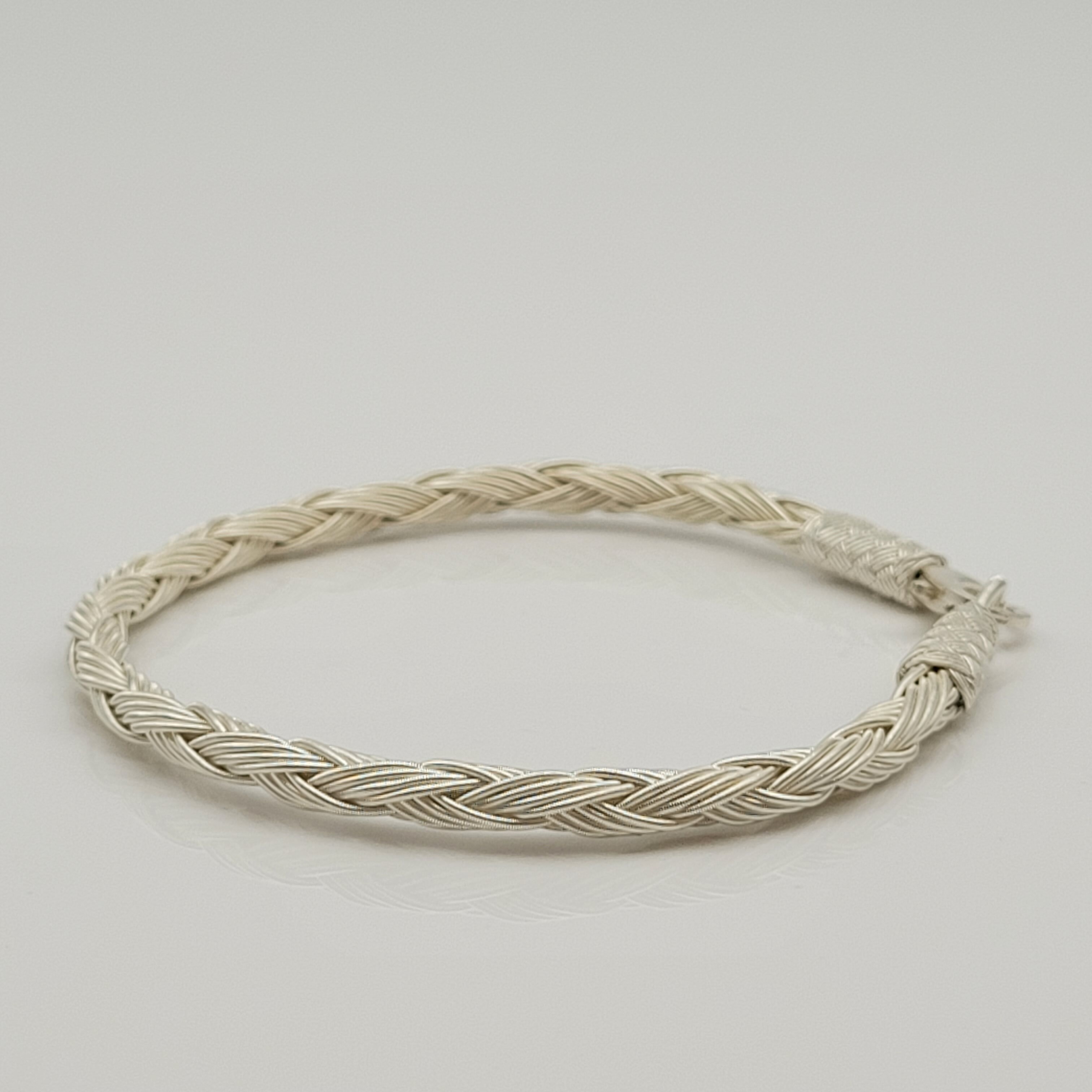 Unisex Geflochtenes Armband 925er Silber Regen Weiß