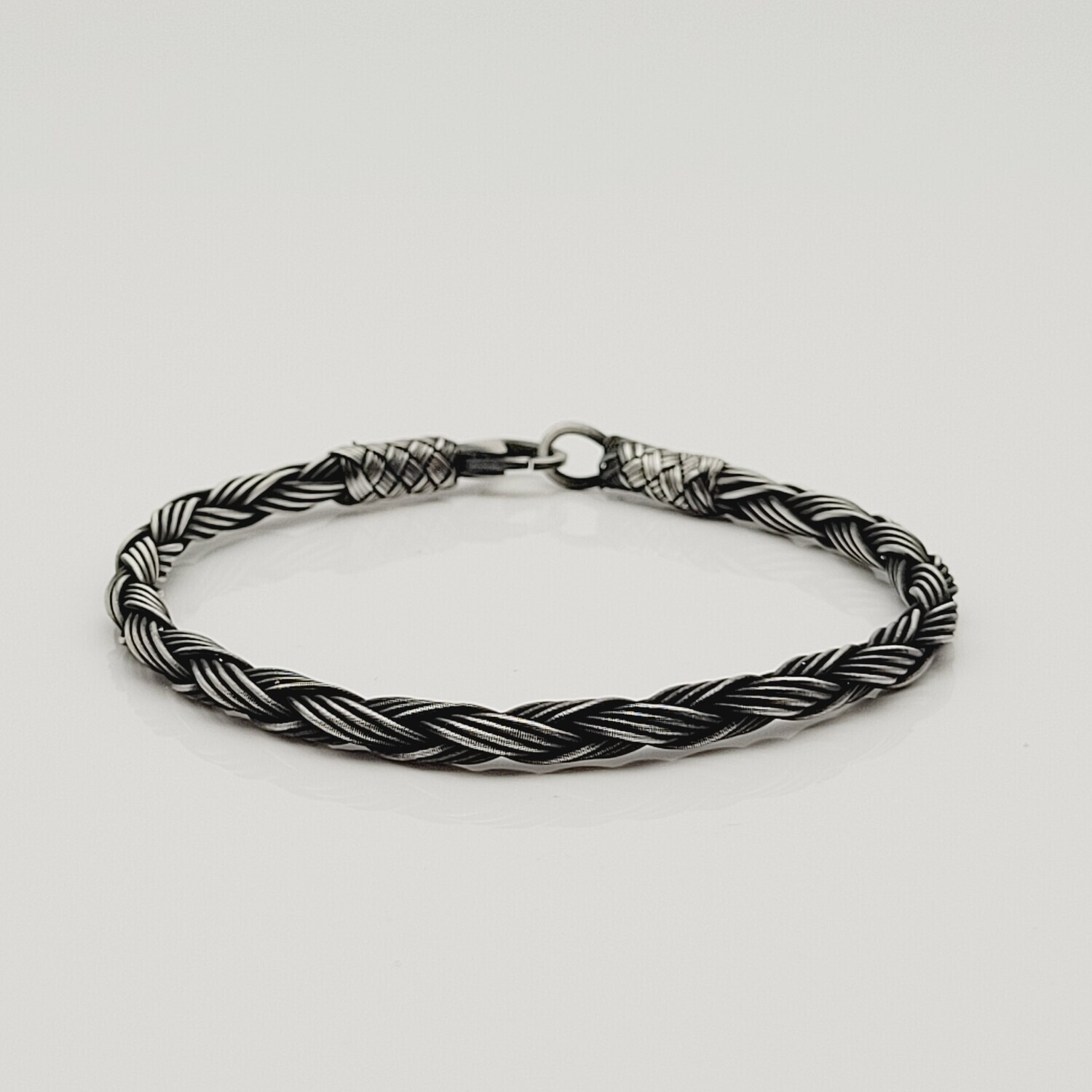 Unisex Geflochtenes Armband 925er Silber Regen Schwarz