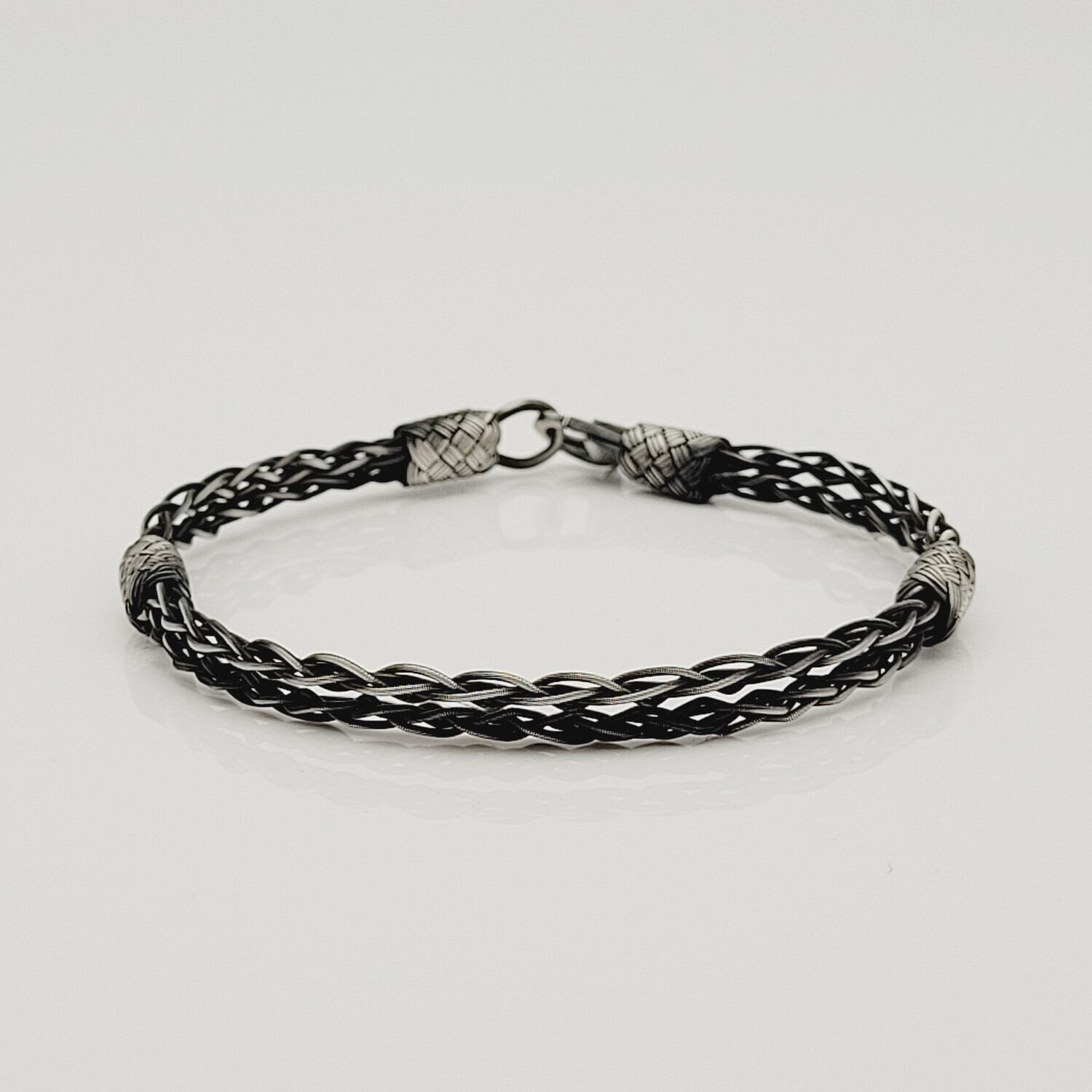 Unisex Geflochtenes Armband 925er Silber Eleganz Schwarz