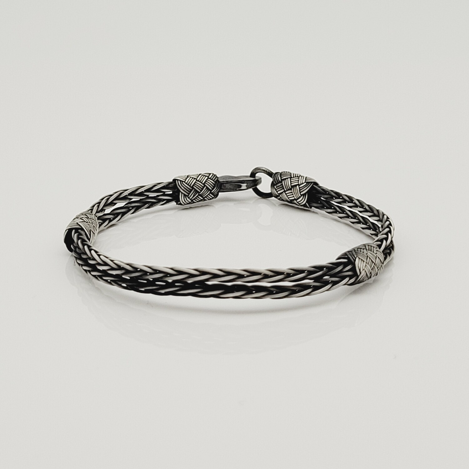Unisex Geflochtenes Armband 925er Silber Premium Schwarz