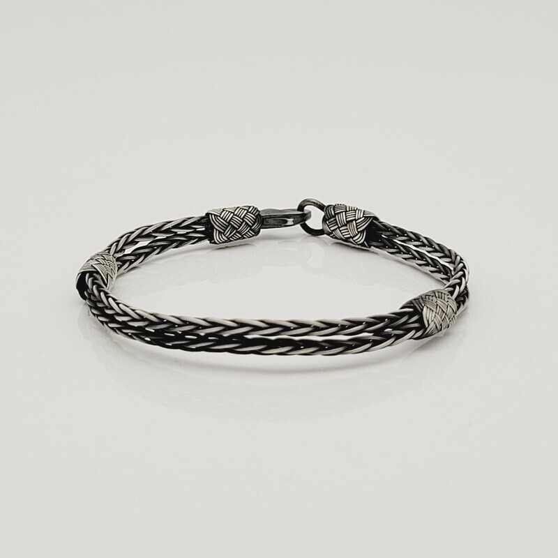 Unisex Braided Bracelet 925 Silver Fox Premium Black Unisex Braided Bracelet 925 Silver Fox Premium Black