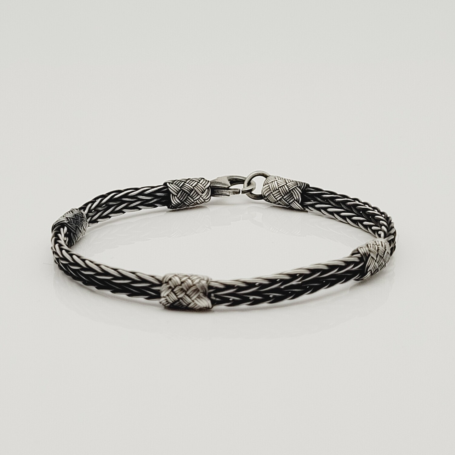 Unisex Geflochtenes Armband 925er Silber Royal Schwarz