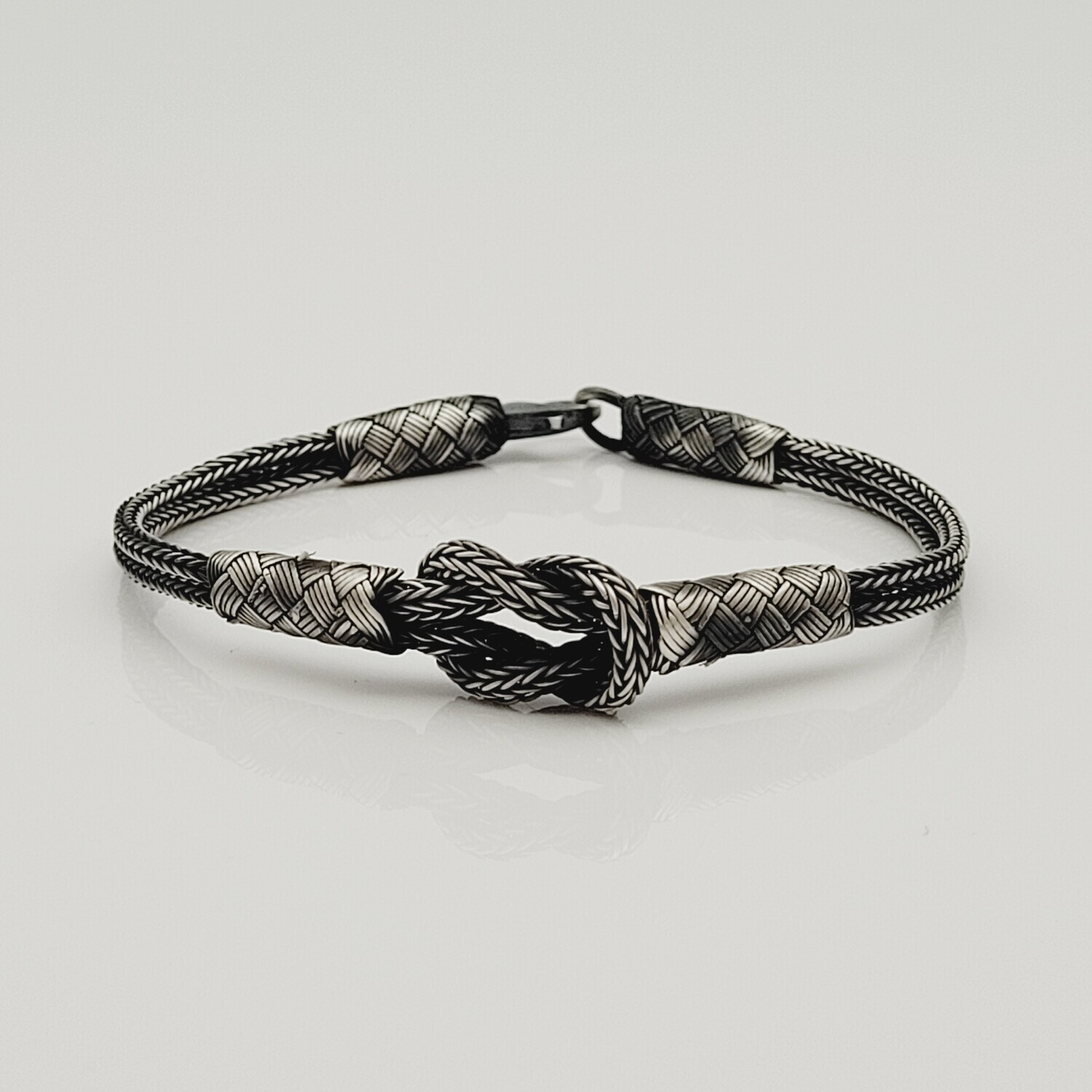 Unisex  Geflochtenes Armband 925er Silber Sailor Schwarz