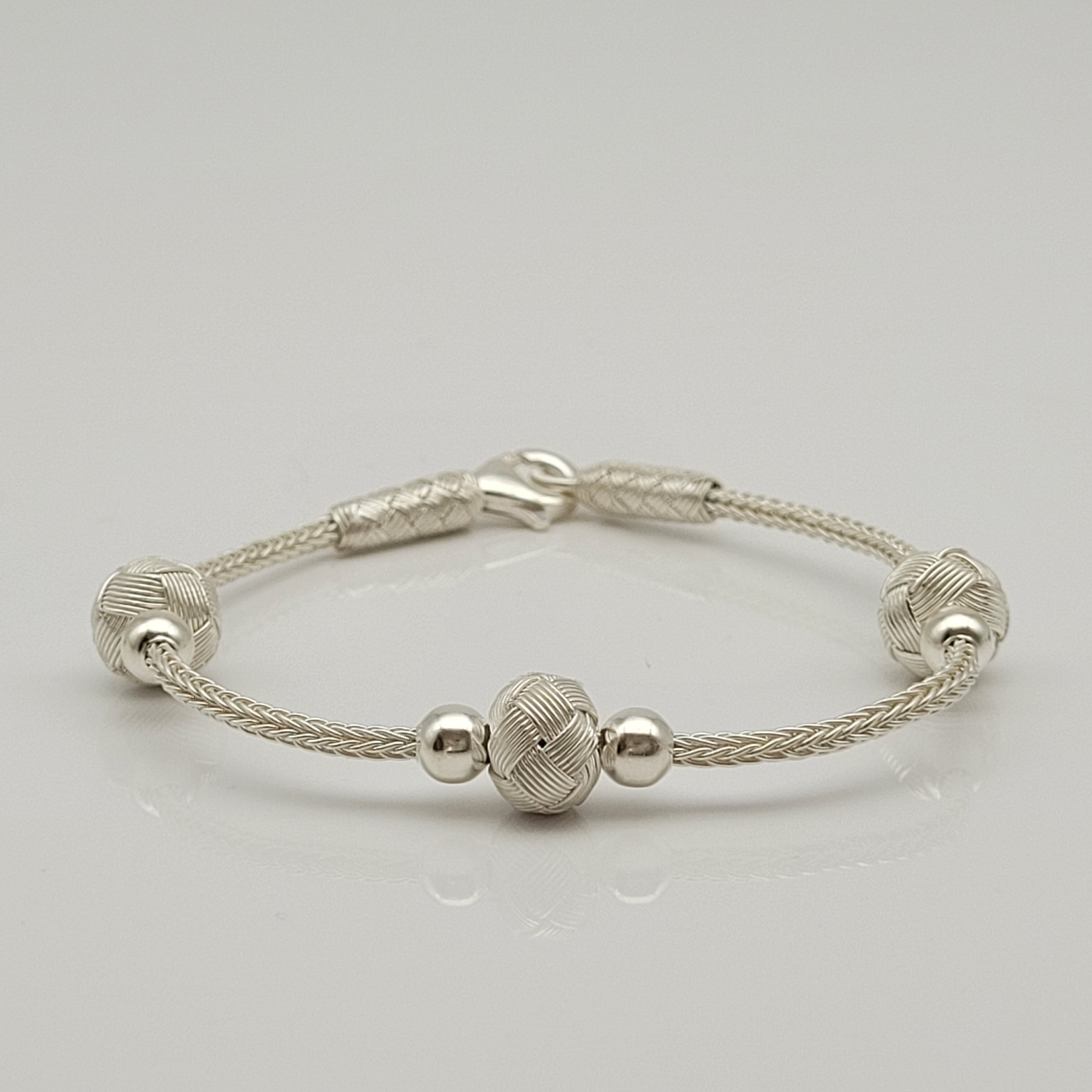 Perlen Unisex  Geflochtenes Armband 925er Silber Weiß