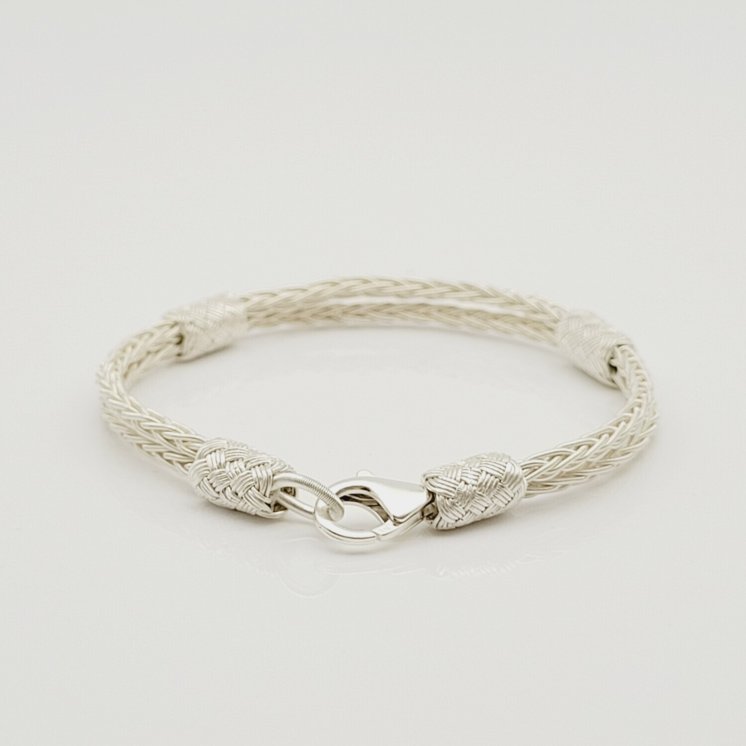 Unisex  Geflochtenes Armband 925er Silber Schnee Weiß