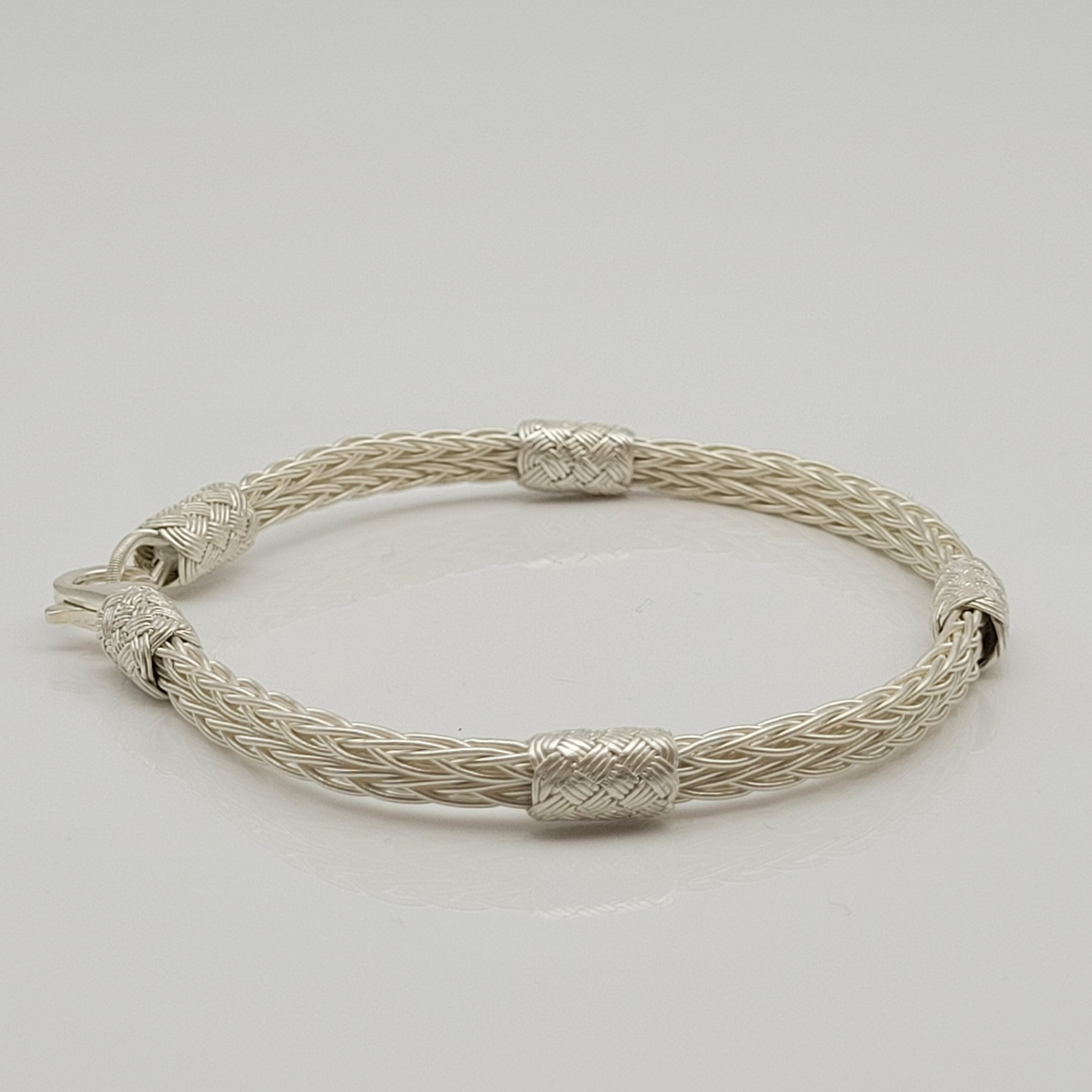 Unisex Geflochtenes Armband 925er Silber Sky Weiß