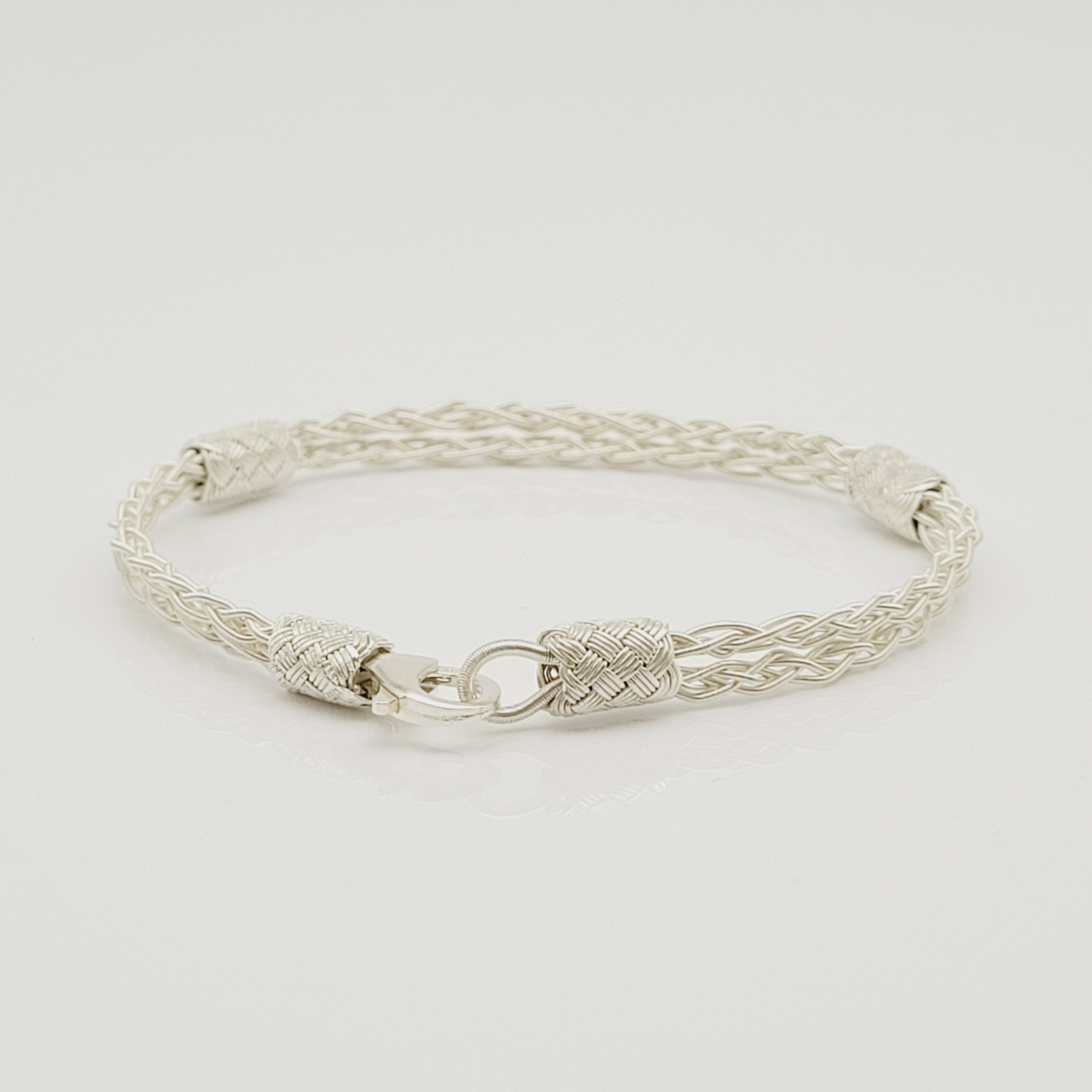 Unisex Geflochtenes Armband 925er Silber Love Weiß