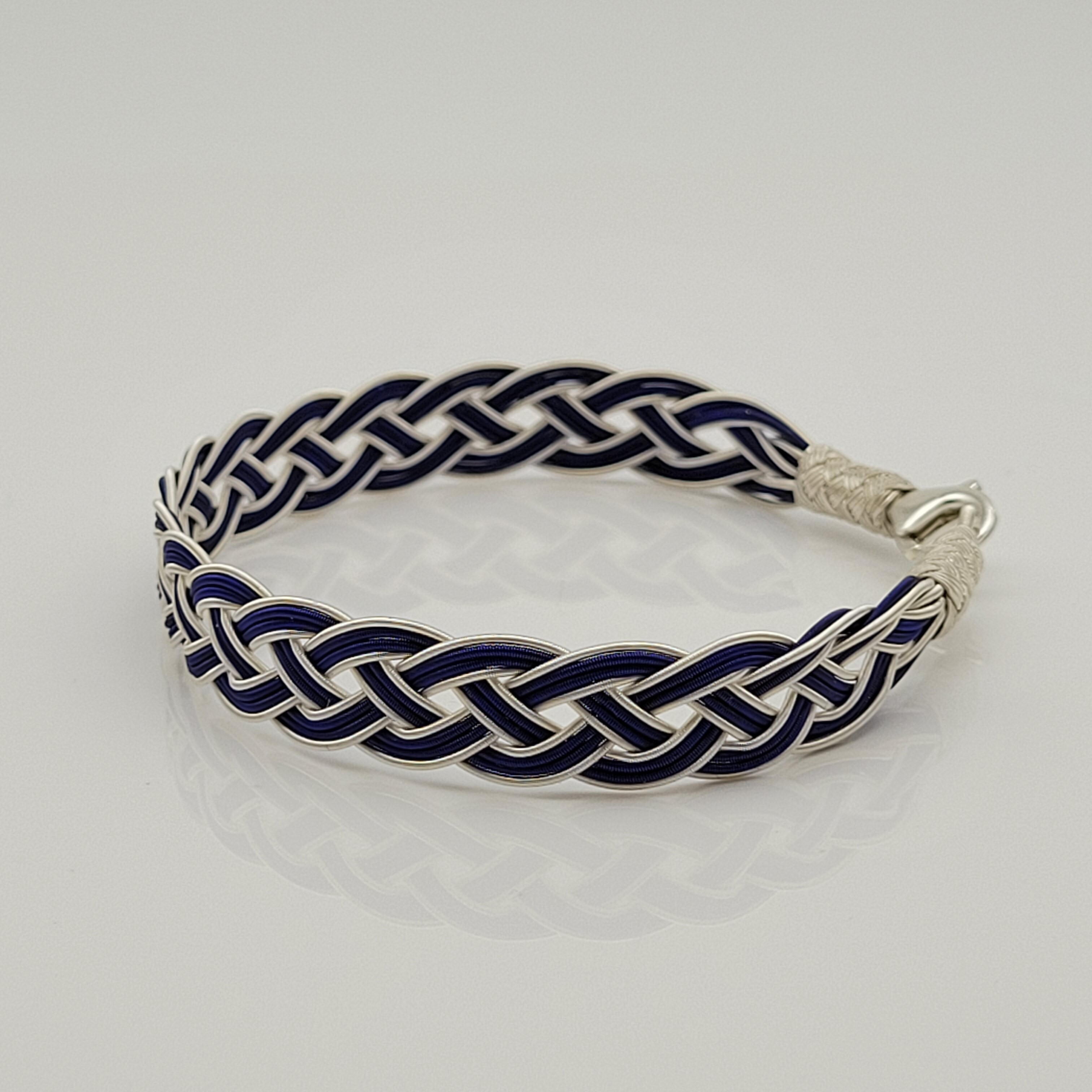 Unisex Geflochtenes Armband 925er Silber Draht Blau
