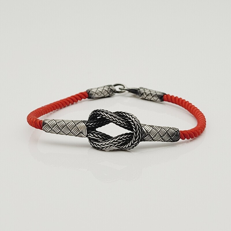 Unisex Braided Bracelet 925 Silver Fox Sailor Cord Black Unisex Braided Bracelet 925 Silver Fox Sailor Cord Black