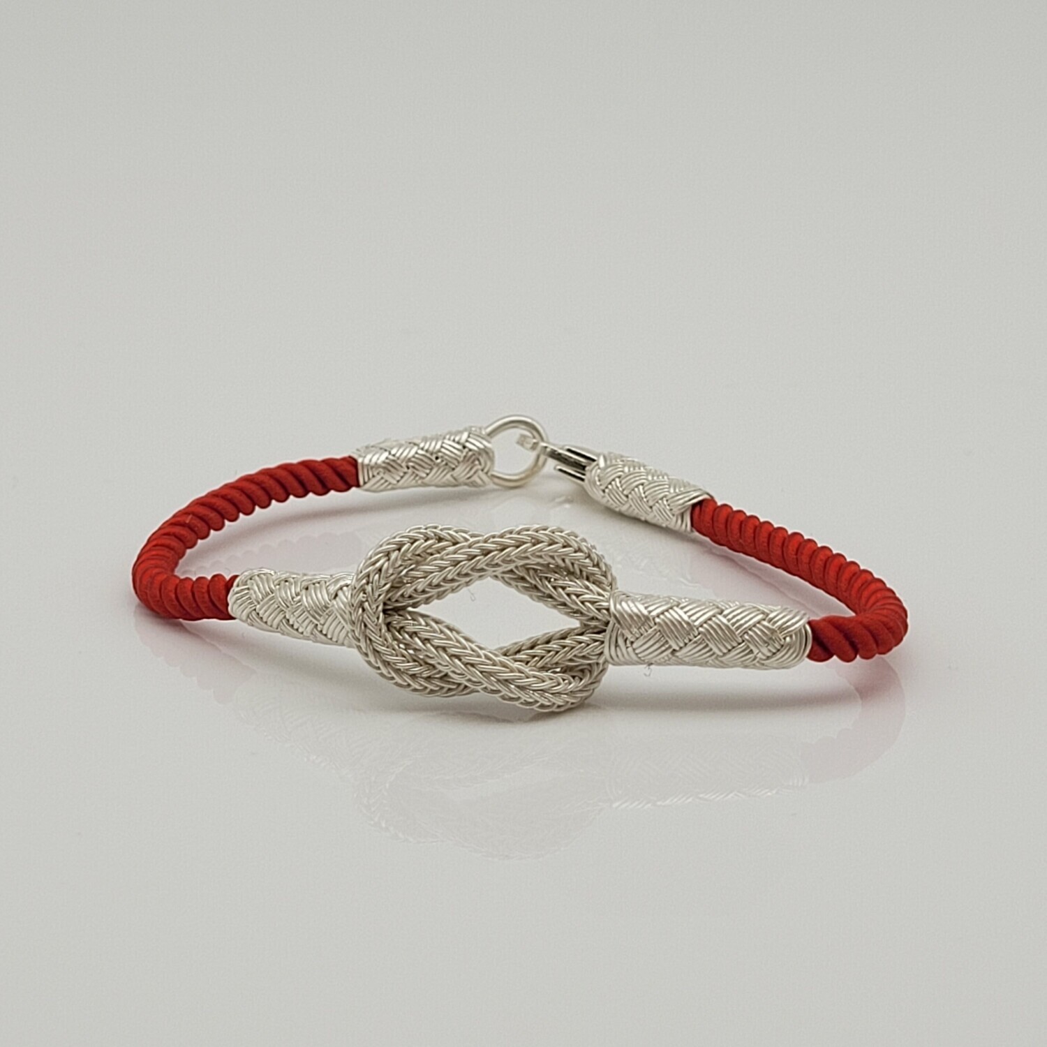 Unisex  Geflochtenes Armband 925er Silber Sailor Schnur Weiß Rot