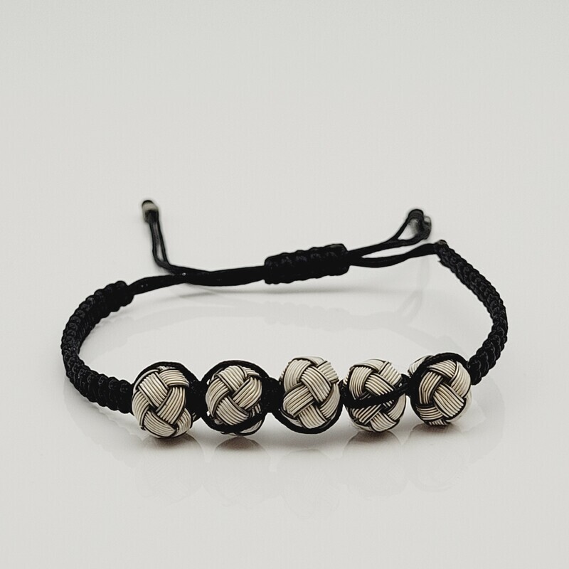Free Size Braided Bracelet 925 Silver Beads Cord Turquoise Black Free Size Braided Bracelet 925 Silver Beads Cord Turquoise Black
