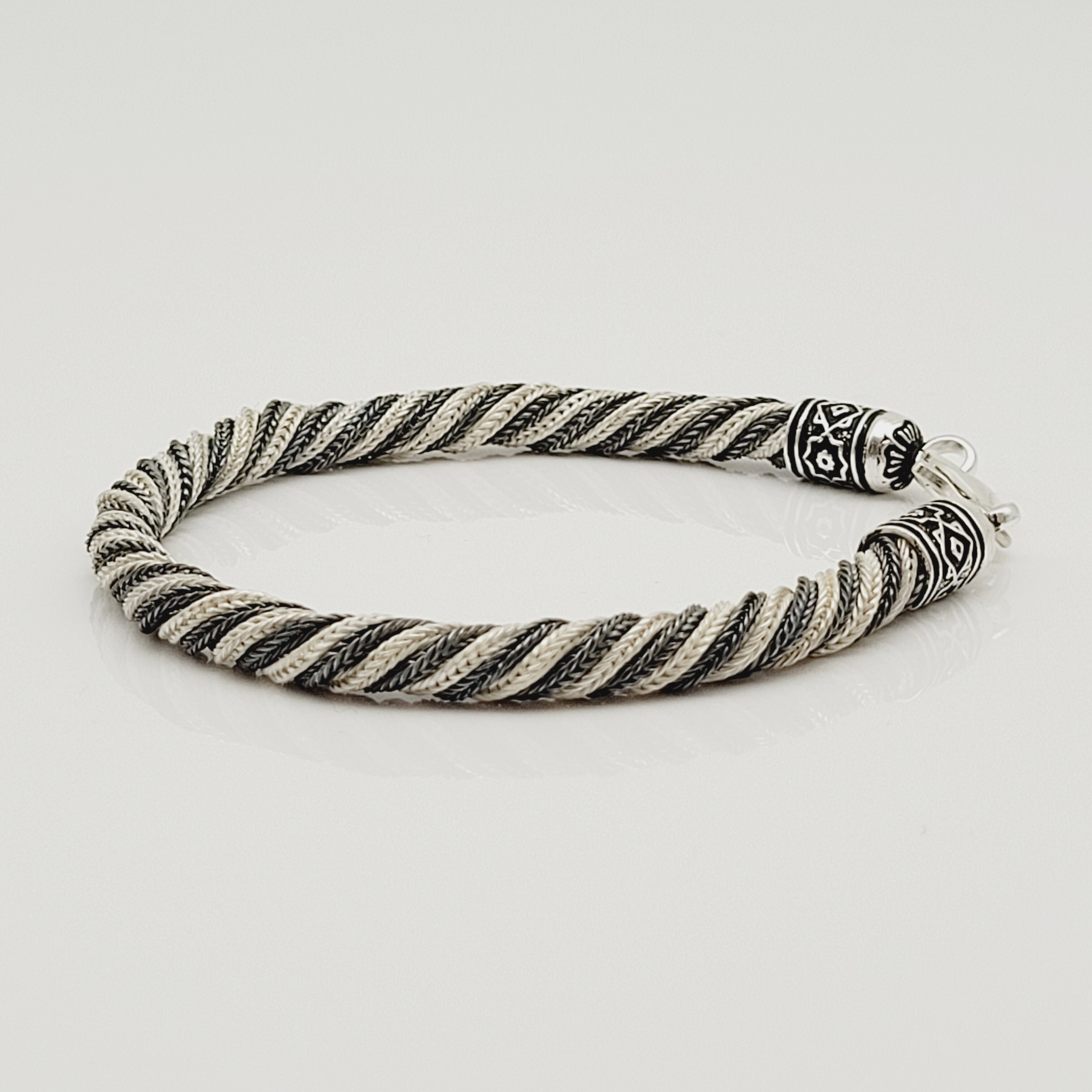 Armband Present 925er Silber Grau Schwarz