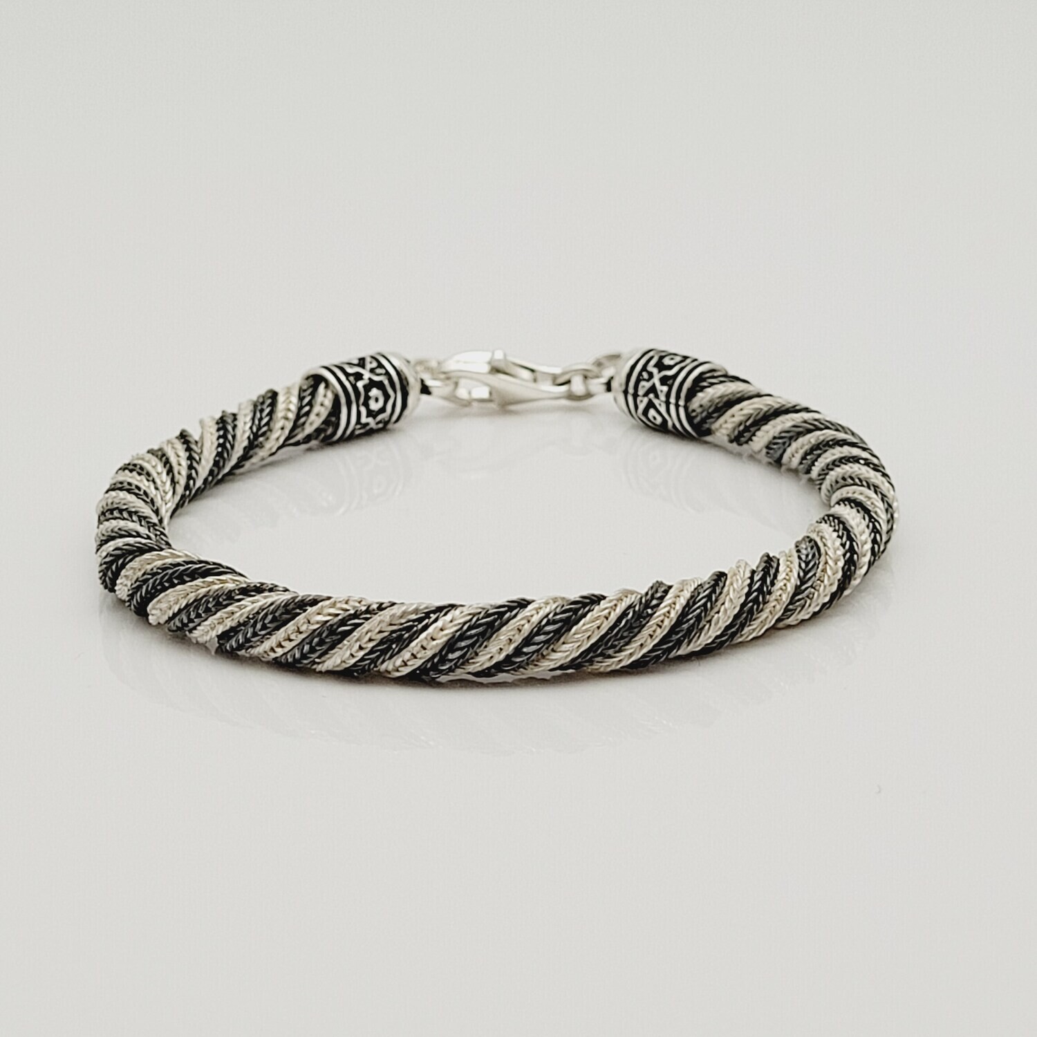 Armband Present 925er Silber Grau Schwarz