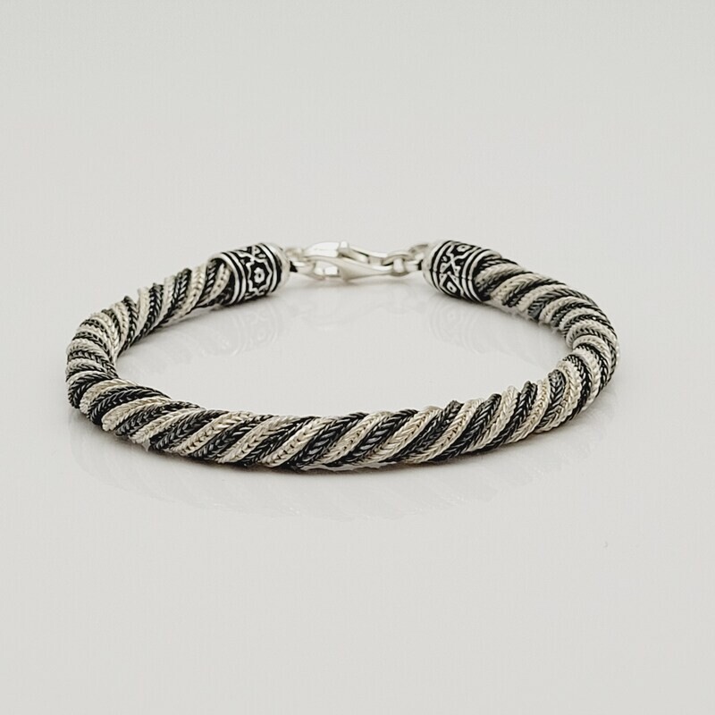 Bracelet Present 925 Silver Grey Black Bracelet Present 925 Silver Grey Black