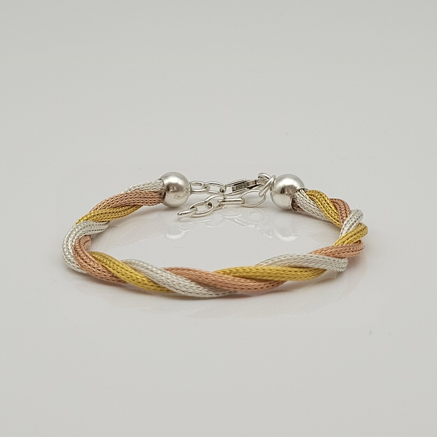 Schönheit Geflochtenes Armband 925er Silber Gelb Weiß Rosa