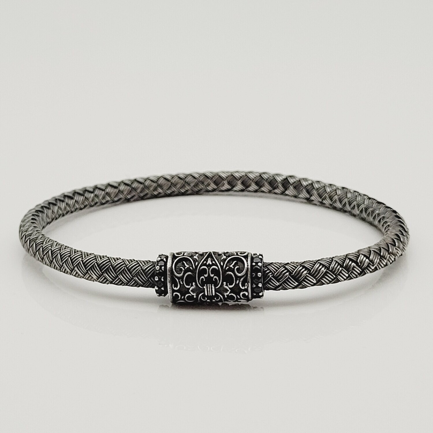 Geflochtenes Armband 925 Silber Schwarz