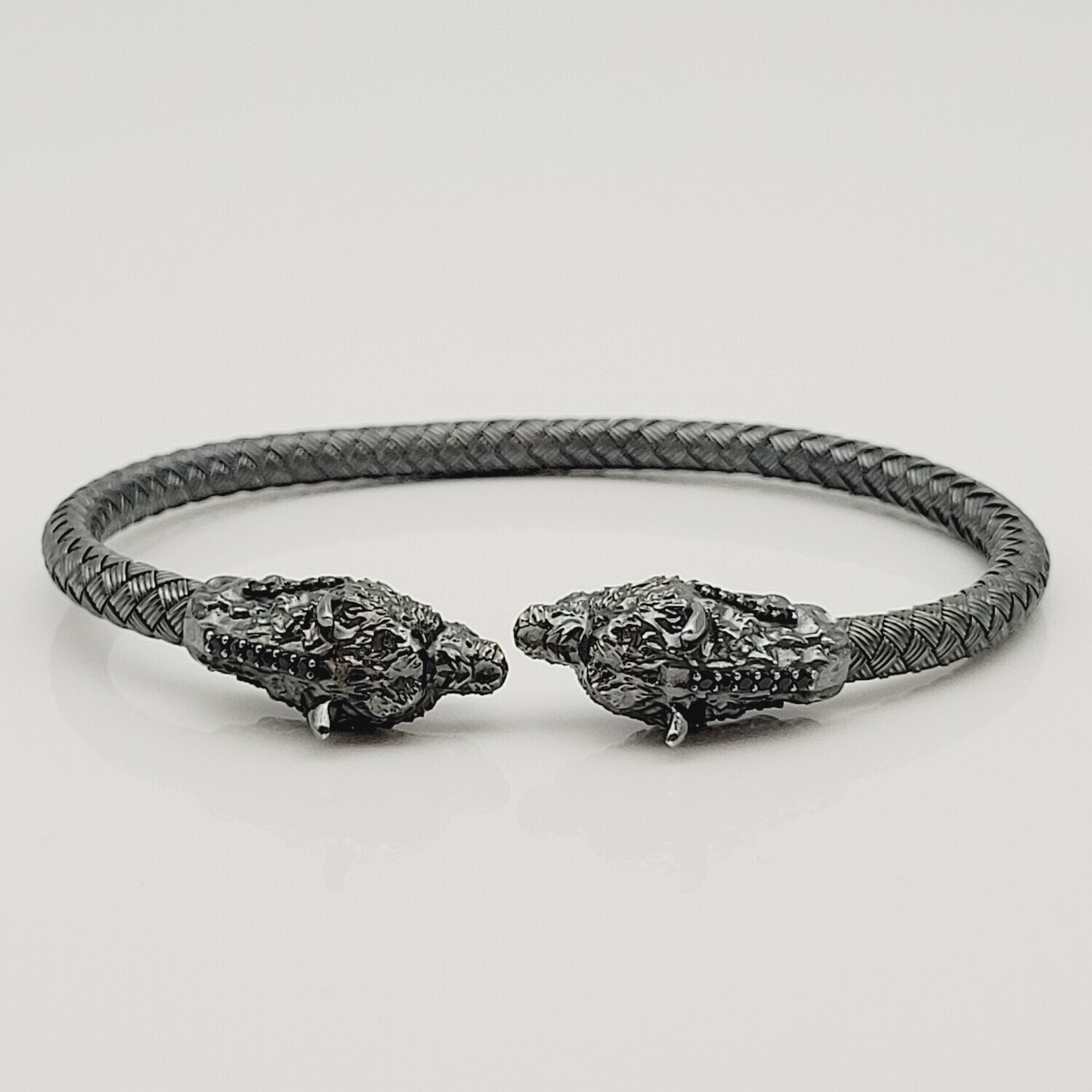 Free Size Geflochtenes Armband 925 Silber Schwarz