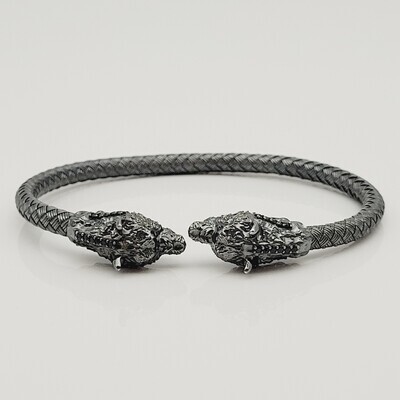 Braided Bracelet 925 Silver Black