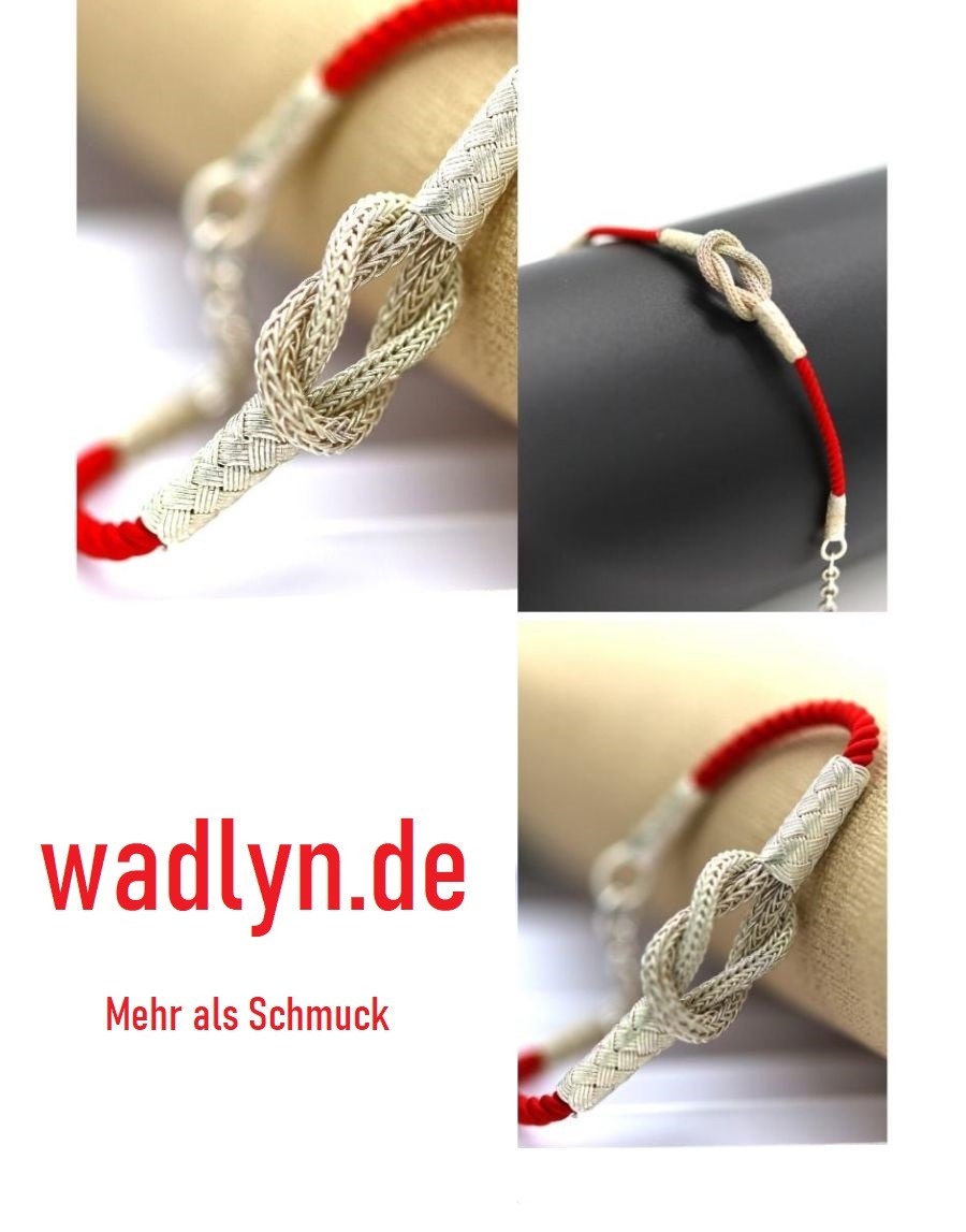 Unisex  Geflochtenes Armband 925er Silber Sailor Schnur Weiß Rot