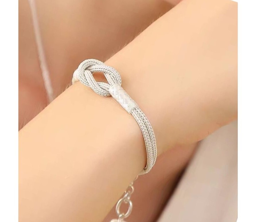 Unisex  Geflochtenes Armband 925er Silber Sailor Weiß