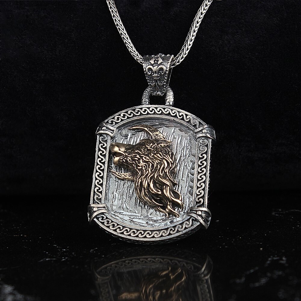 Wolf Halskette 925 Sterling Silber