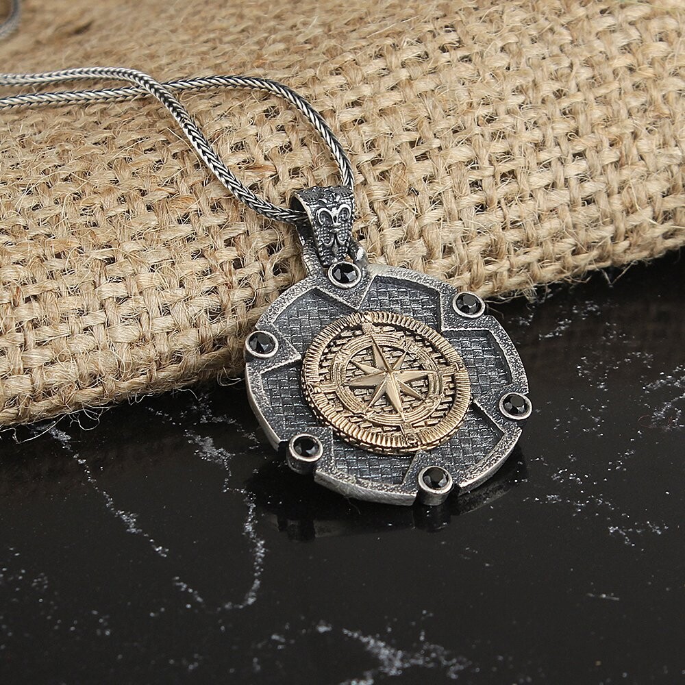 Kompass Halskette 925 Sterling Silber bestellen | Wadlyn.de