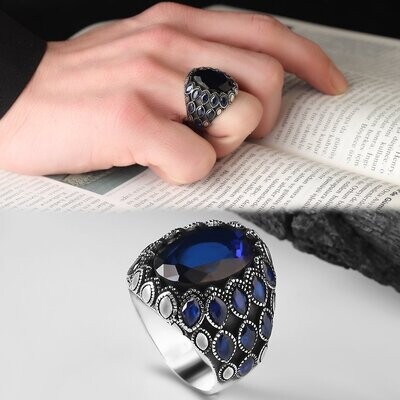 925 Silber Ring mit parlamentsblauem Zirkon
