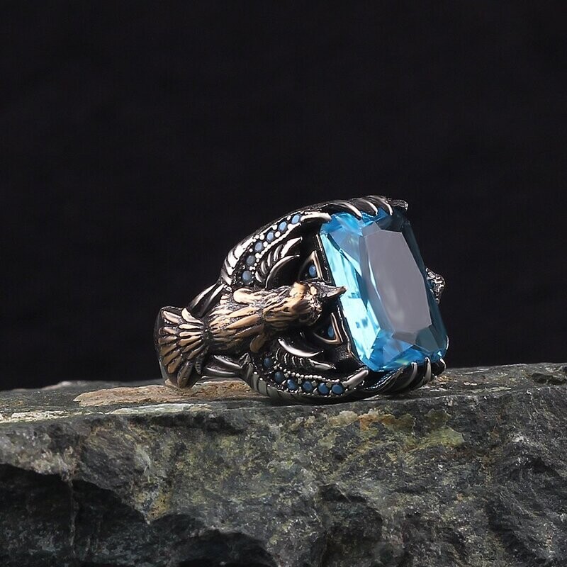 925 Silver Ring Blue Topaz