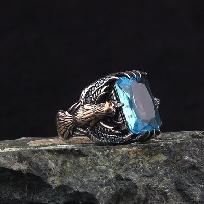 Blauer Topas 925 Silber Ring