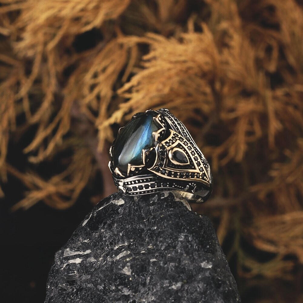 925 Silber Ring Labradorit